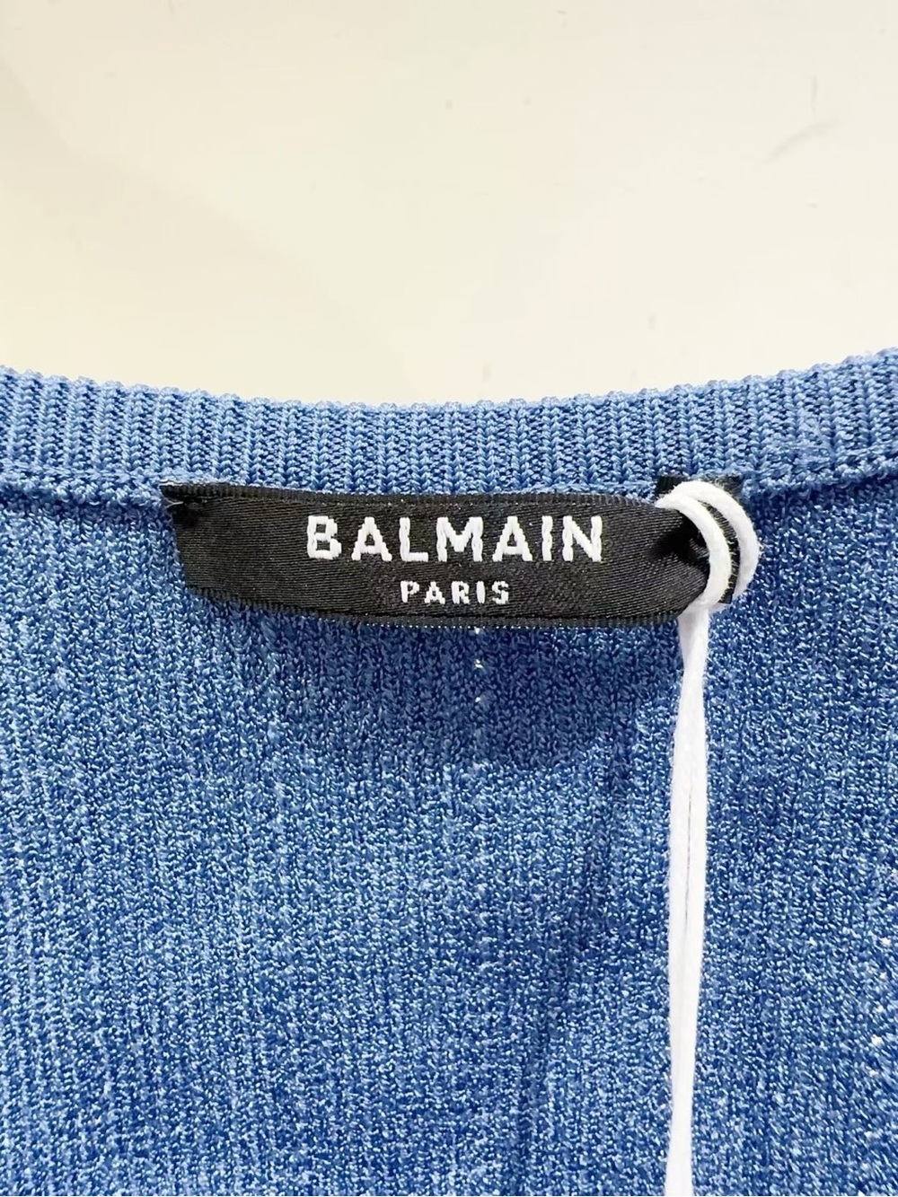 Balmain Blue Ribbed Button-Front Tank Top - Picture 4 of 6